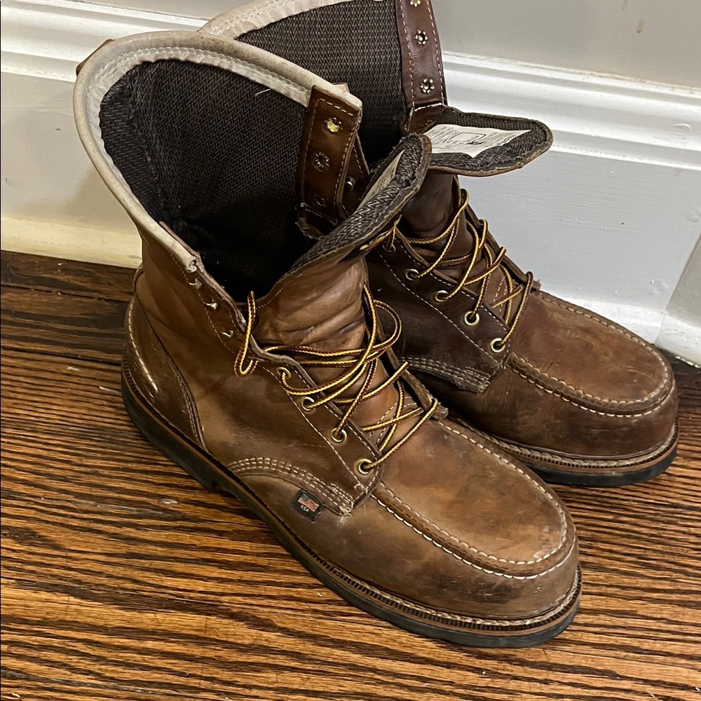 Men's Brown Leather Lace-Up Work Boots